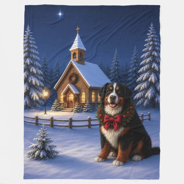 Berner Sennenhund Urlaub  Fleecedecke (Vorderseite)