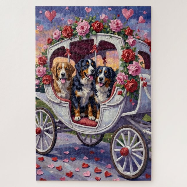 Berner Sennenhund Valentinstag Puzzle (Vertikal)