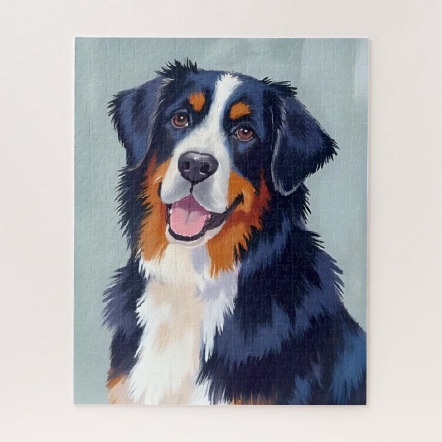Berner Sennenhund | Wasserfarben-Haustier Puzzle (Vertikal)