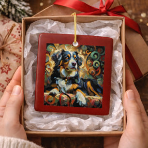 Berner Sennenhund Weihnachten Keramikornament