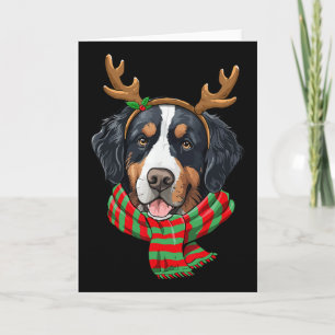 Berner Sennenhund Weihnachten Rentier Santa Hut Karte