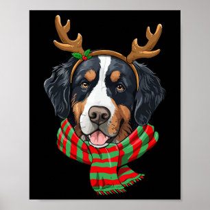 Berner Sennenhund Weihnachten Rentier Santa Hut Poster