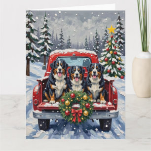 Berner Sennenhund Weihnachten Rotes Lastwagen Feri Karte