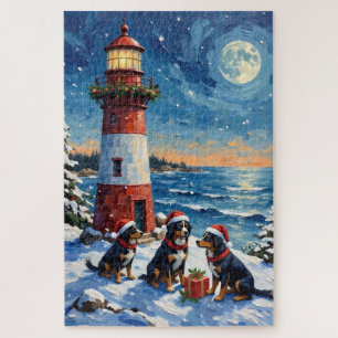 Berner Sennenhund Weihnachts-Leuchtturm Urlaub Puzzle