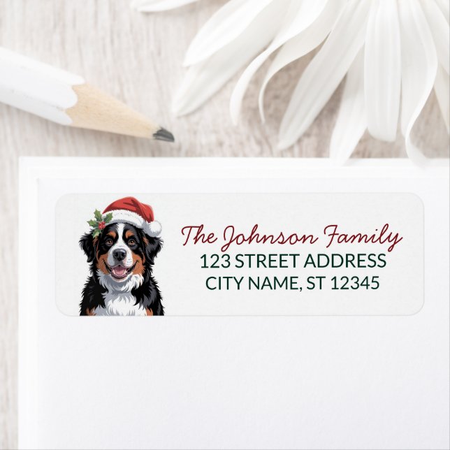 Berner Sennenhund Weihnachts Rücksendeadresse      (Insitu)