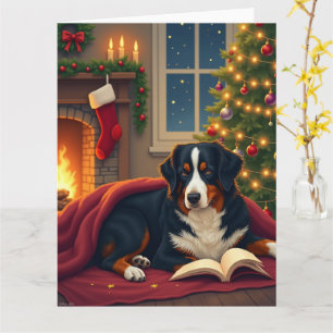 Berner Sennenhund Weihnachtsbettgeschichte Karte