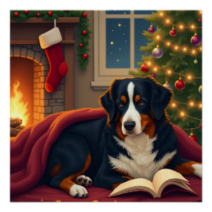 Berner Sennenhund Weihnachtsbettgeschichte Poster