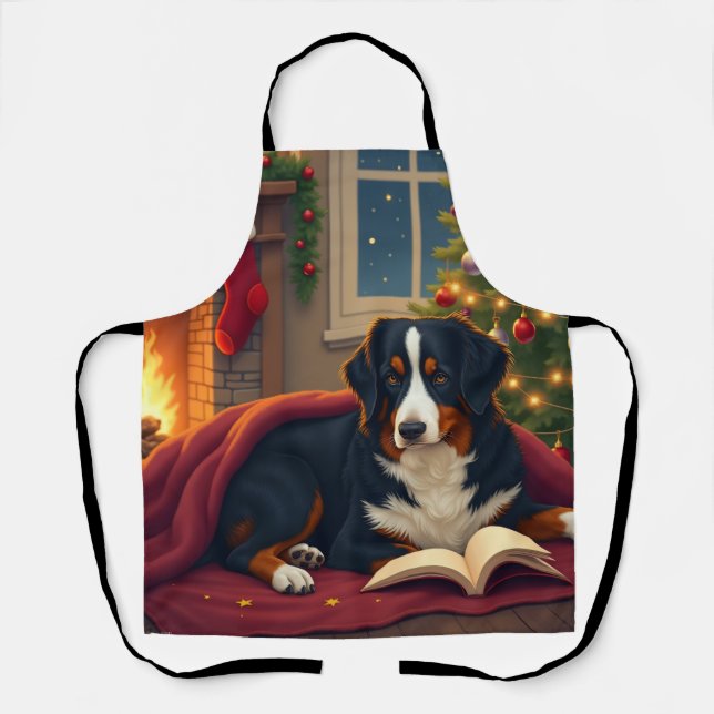 Berner Sennenhund Weihnachtsbettgeschichte Schürze (Vorderseite)