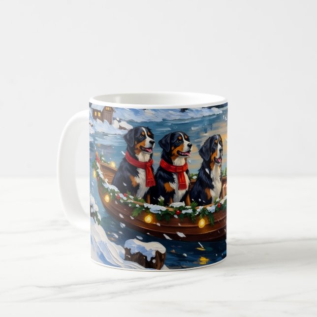 Berner Sennenhund Weihnachtsboot Urlaub Kaffeetasse (Vorderseite Links)