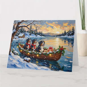 Berner Sennenhund Weihnachtsboot Urlaub Karte