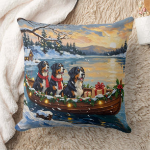 Berner Sennenhund Weihnachtsboot Urlaub Kissen