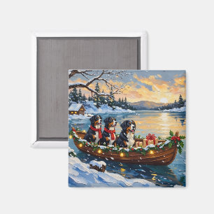 Berner Sennenhund Weihnachtsboot Urlaub Magnet