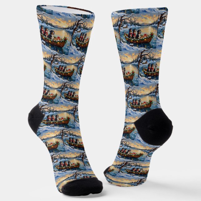 Berner Sennenhund Weihnachtsboot Urlaub Socken (Gewinkelt)