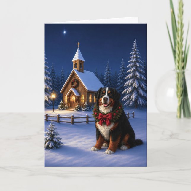 Berner Sennenhund Weihnachtskarte Feiertagskarte (Vorderseite)