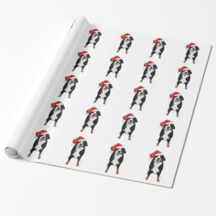 Berner Sennenhund Weihnachtsmann Helfer Geschenkpapier