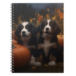 Berner Sennenhund-Welpe Herbstfreude Kürbis Notizblock