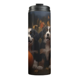 Berner Sennenhund-Welpe Herbstfreude Kürbis Thermosbecher