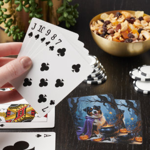 Berner Sennenhund - Whimsical Halloween-Malerei Spielkarten