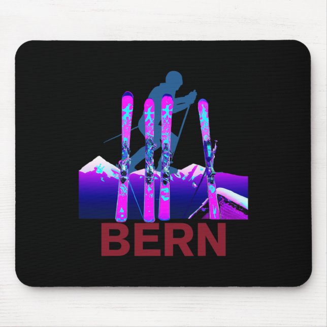 Berner Skifahren und Snowboarden Retro 90er Berner Mousepad (Vorne)