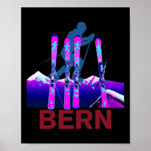 Berner Skifahren und Snowboarden Retro 90er Berner Poster