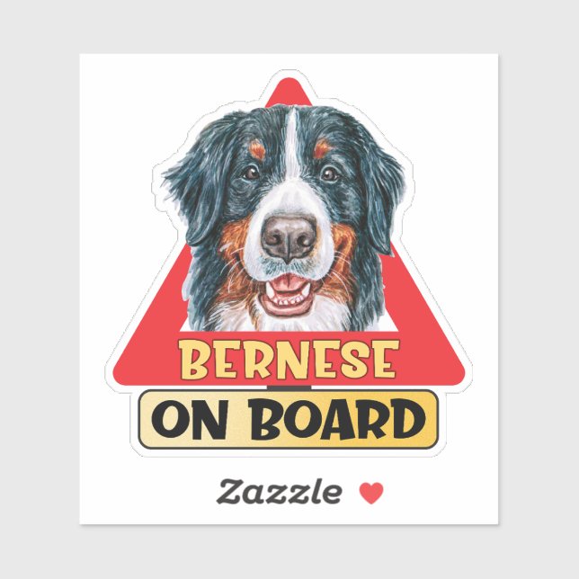 Bernese an Bord des Hundes Red Traffic Sign Aufkleber (Blatt)
