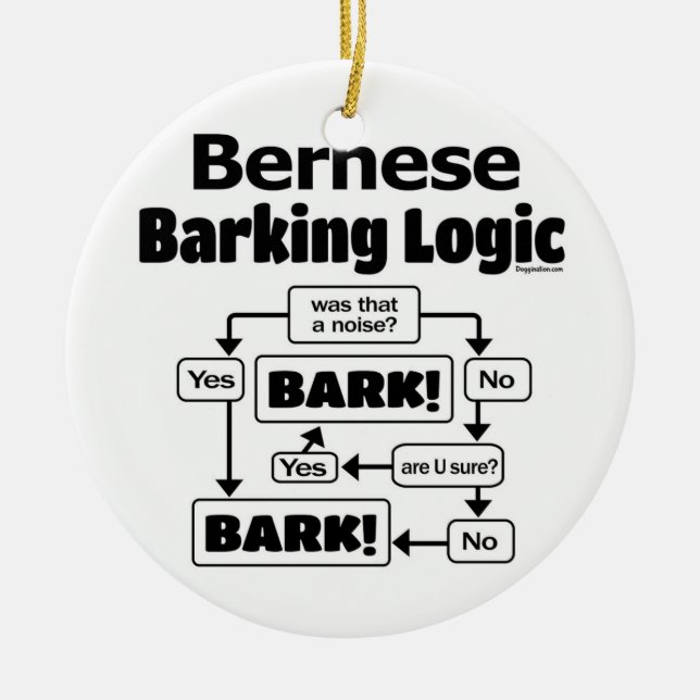 Bernese Barking Logic Keramik Ornament (Vorne)