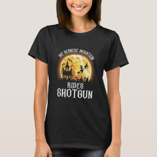 Bernese Dog Rides Shotgun, Halloween Spooky Dog T-Shirt