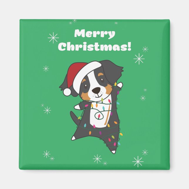 Bernese Frory Christmas Happy Christmas Hunde Magn Magnet (Vorne)