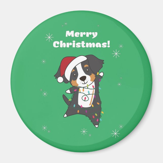 Bernese Frory Christmas Happy Christmas Hunde Magn Magnet (Vorne)
