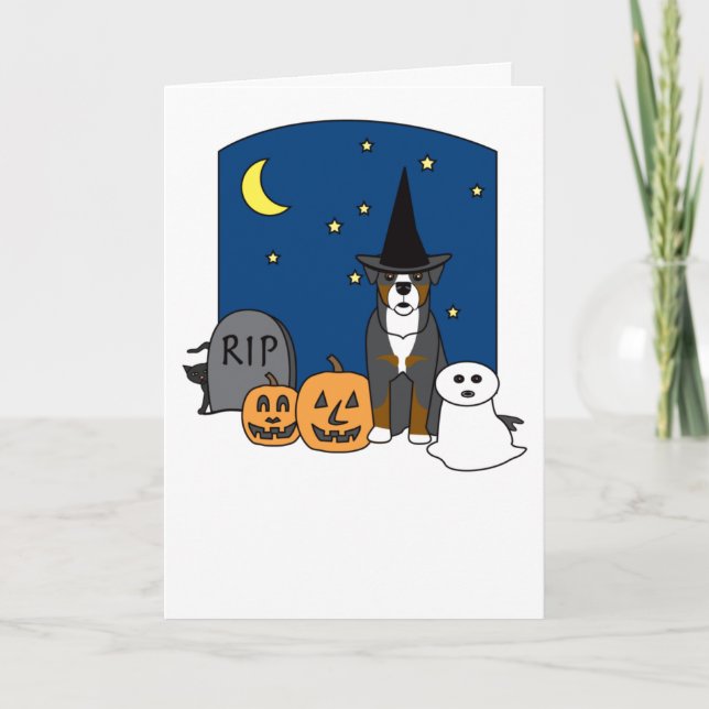 Bernese Gebirgshund Halloween Karte (Vorderseite)