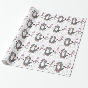 Bernese Gebirgshund und -Schneemann Geschenkpapier