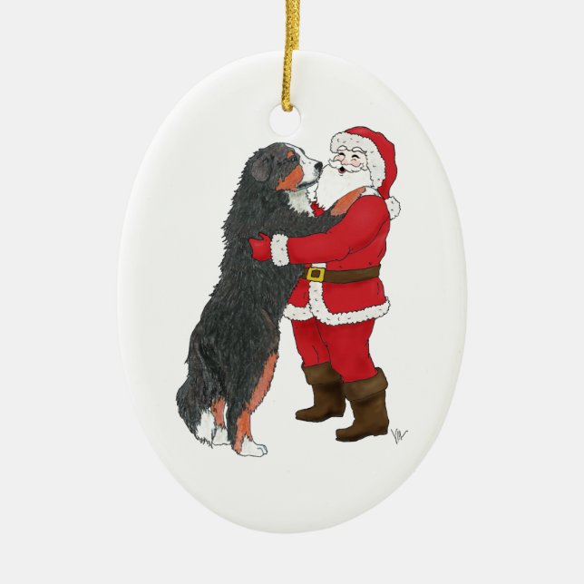 Bernese Gebirgshundeweihnachtsgruß Keramik Ornament (Vorne)