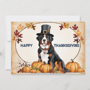 Bernese Hund mit Pilgrim Happy Thanksgiving Feiertagskarte