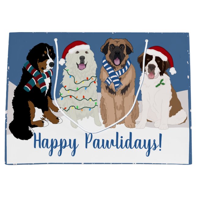 Bernese Leonberger Pyrenees St Bernard Weihnachten Große Geschenktüte (Vorderseite)