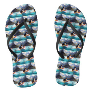 Bernese Mountain Beach Surf Malerei Flip Flops