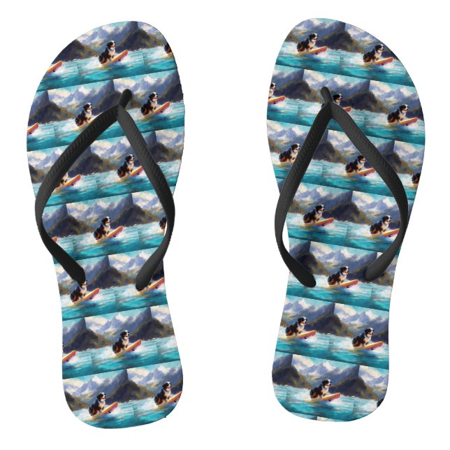 Bernese Mountain Beach Surf Malerei Flip Flops (Fußbett)