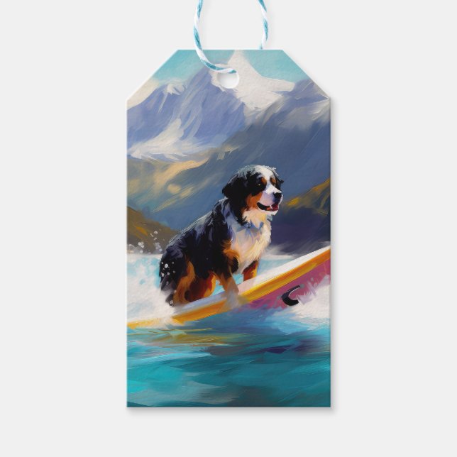 Bernese Mountain Beach Surf Malerei Geschenkanhänger (Vorderseite)