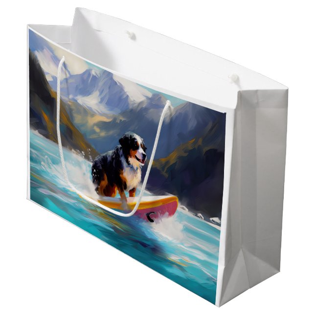 Bernese Mountain Beach Surf Malerei Große Geschenktüte (Vorderseite Schrägansicht)