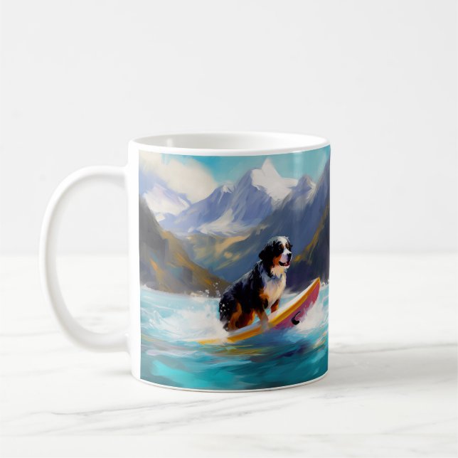 Bernese Mountain Beach Surf Malerei Kaffeetasse (Links)