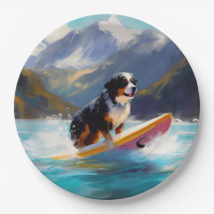 Bernese Mountain Beach Surf Malerei Pappteller