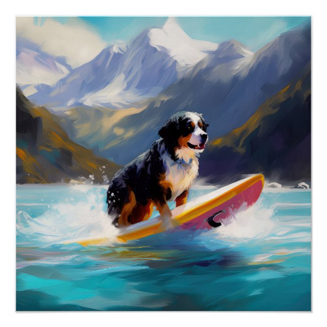 Bernese Mountain Beach Surf Malerei Poster (Vorderseite)