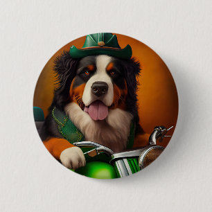 Bernese Mountain Bike St. Patrick's Day Button