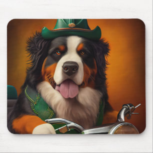 Bernese Mountain Bike St. Patrick's Day Mousepad