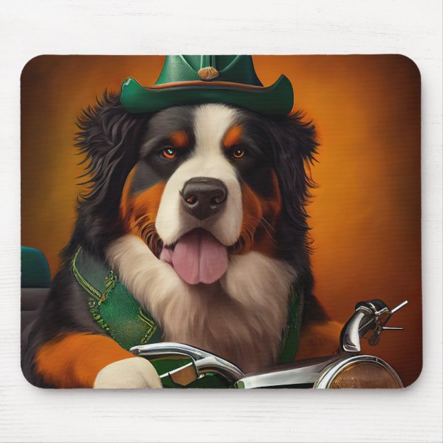 Bernese Mountain Bike St. Patrick's Day Mousepad (Vorne)
