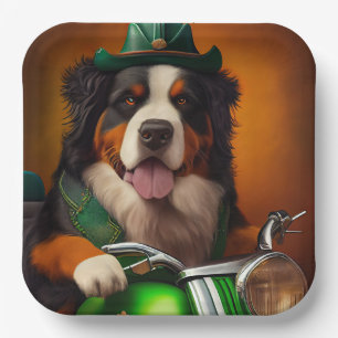 Bernese Mountain Bike St. Patrick's Day Pappteller