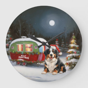Bernese Mountain Caravan Weihnachtsabenteuer Große Wanduhr