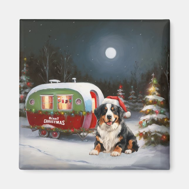 Bernese Mountain Caravan Weihnachtsabenteuer Magnet (Vorne)