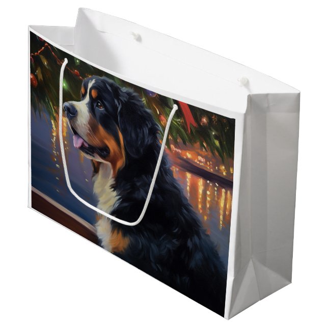 Bernese Mountain Christmas Cruise: Pawsome Holiday Große Geschenktüte (Vorderseite Schrägansicht)