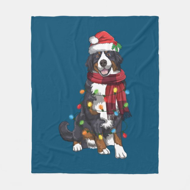 Bernese Mountain Christmas Light Funny Dog Lover Fleecedecke (Vorderseite)