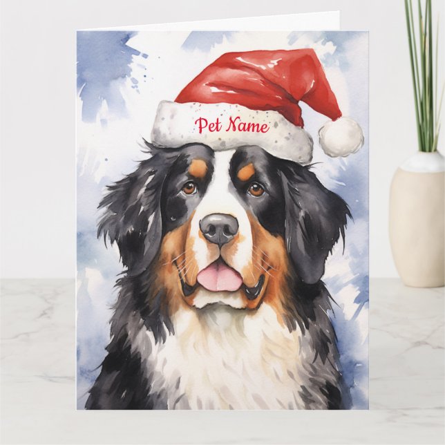 Bernese Mountain Christmas Personalisiert Karte (Vorderseite)